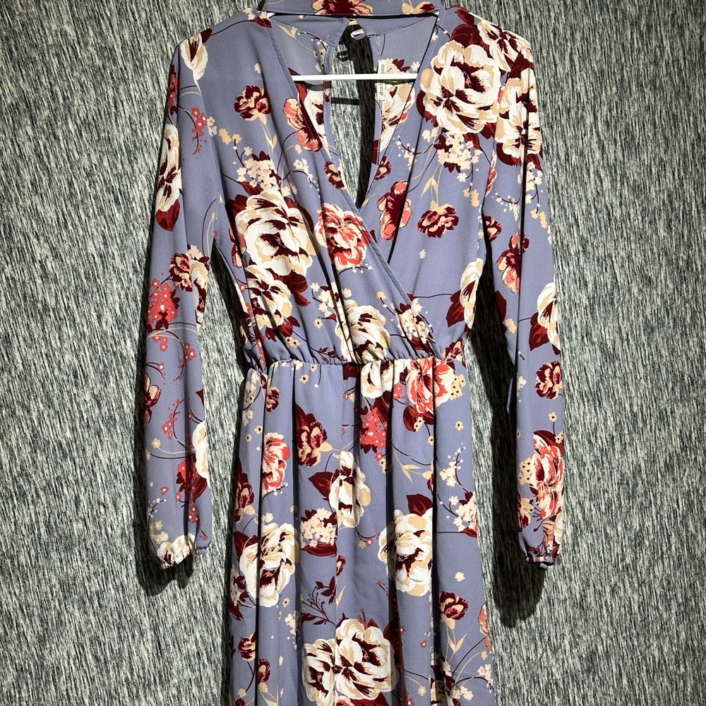 Charlotte Russe Purple Floral Long Sleeve Dress